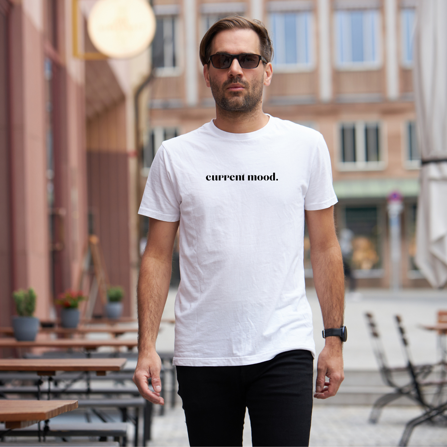 Current Mood 'SHRUG' Men's Black Logo Tee